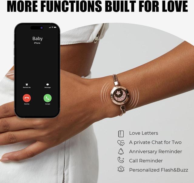 TOTWOO Long Distance Touch Bracelets for Couples, Vibration & Light Up for  Lovers Bond, Long Distance Relationship Gifts for Girlfriend Boyfriend,  Bluetooth Sma…