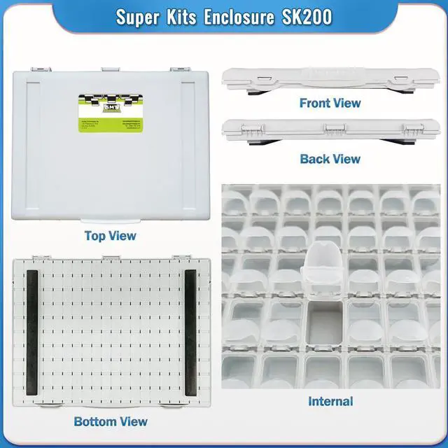 Alt view image 4 of 7 - 200-Bin SMD Resistor/Capacitor Organizer Assortment Kit SMD Component Enclosure Sample Storage Box (Empty Box) SK200