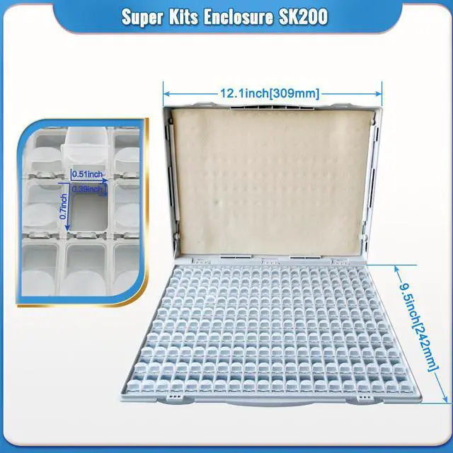 Main image of 200-Bin SMD Resistor/Capacitor Organizer Assortment Kit SMD Component Enclosure Sample Storage Box (Empty Box) SK200