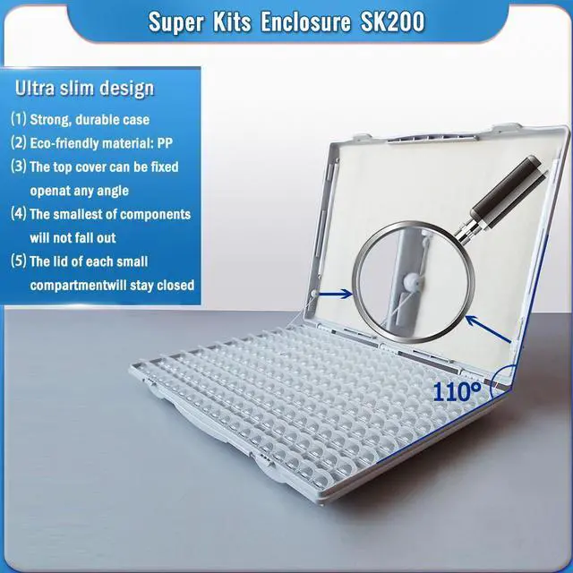 Alt view image 2 of 7 - 200-Bin SMD Resistor/Capacitor Organizer Assortment Kit SMD Component Enclosure Sample Storage Box (Empty Box) SK200