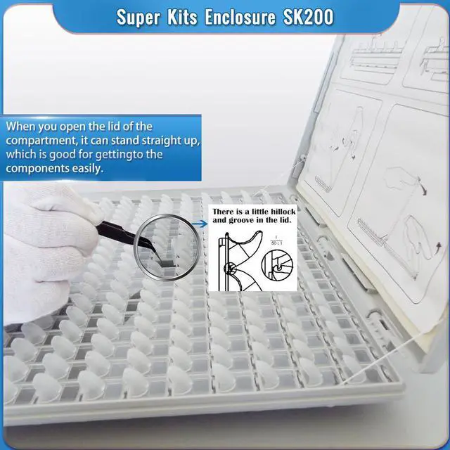Alt view image 3 of 7 - 200-Bin SMD Resistor/Capacitor Organizer Assortment Kit SMD Component Enclosure Sample Storage Box (Empty Box) SK200