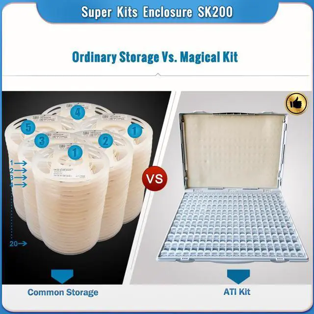 Alt view image 6 of 7 - 200-Bin SMD Resistor/Capacitor Organizer Assortment Kit SMD Component Enclosure Sample Storage Box (Empty Box) SK200