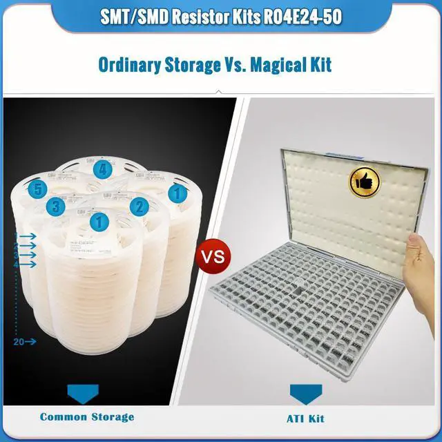 Alt view image 4 of 5 - Profeesional SMD Resistor Kits 0603 Size 128 Values 50pcs/Value 1% Pre-Sorted and Stored in Special Enclosure for Technicians and Engineers R06E24-50