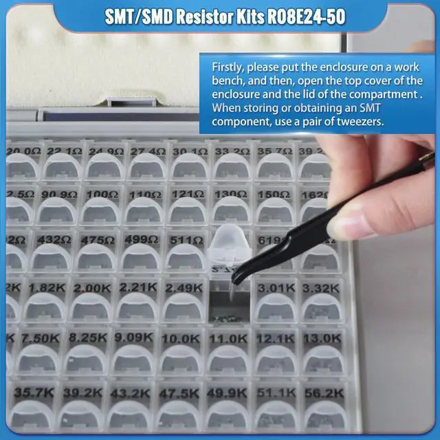 Alt view image 2 of 5 - Profeesional SMD Resistor Kits 0805 Size 128 Values 50pcs/Value 1% Pre-Sorted and Stored in Special Enclosure for Technicians and Engineers R08E24-50
