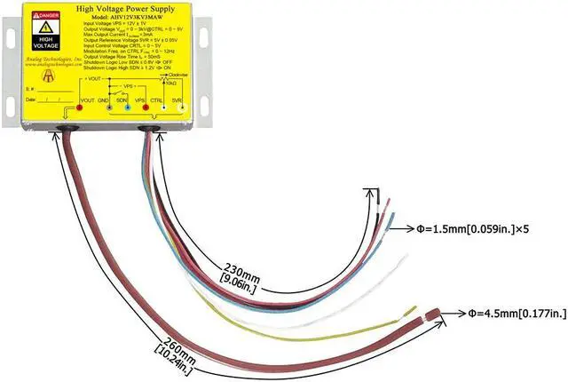Alt view image 3 of 7 - Analog Technologies Compact High Voltage Power Supply 0 to 3kV Output Voltage 3mA Output Current 12V Input DC DC Converter AHV12V3KV3MAW