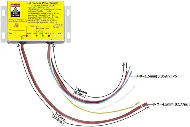 Alt view image 2 of 7 - Analog Technologies Compact High Voltage Power Supply 0 to 9kV Output Voltage 1mA Output Current 12V Input DC DC Converter AHV12V9KV1MAW