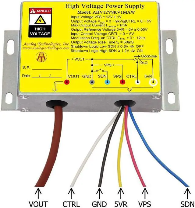 Alt view image 4 of 7 - Analog Technologies Compact High Voltage Power Supply 0 to 9kV Output Voltage 1mA Output Current 12V Input DC DC Converter AHV12V9KV1MAW