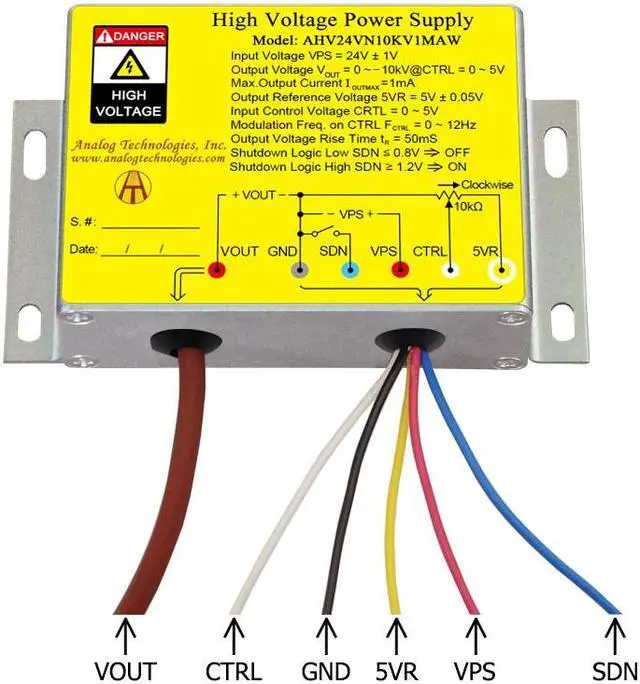 Alt view image 3 of 7 - Analog Technologies Compact High Voltage Power Supply 0 to -10kV Output Voltage 1mA Output Current 24V Input DC DC Converter AHV24VN10KV1MAW