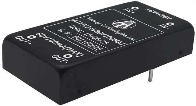 Alt view image 2 of 3 - ATMV24V80V100MA1 8W Isolated DC-DC Converter, 24 V In to 80 V Out 100 mA