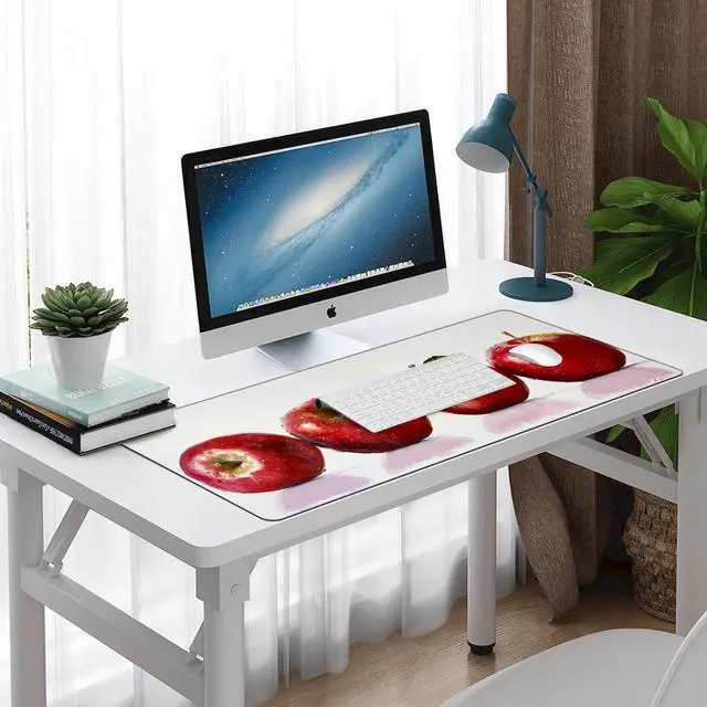 Alt view image 3 of 7 - TURTLEDOVE Apple Mouse Pad - Mouse Mat for Home and Office, Large Gaming Mousepad Laptop Keyboard Mat with Non-Slip Rubber Base, Stitched Edges 30*60cm