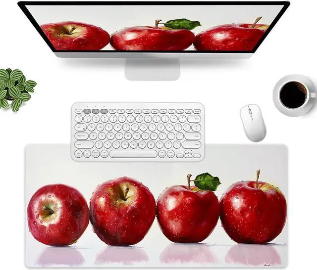 Main image of TURTLEDOVE Apple Mouse Pad - Mouse Mat for Home and Office, Large Gaming Mousepad Laptop Keyboard Mat with Non-Slip Rubber Base, Stitched Edges 30*60cm