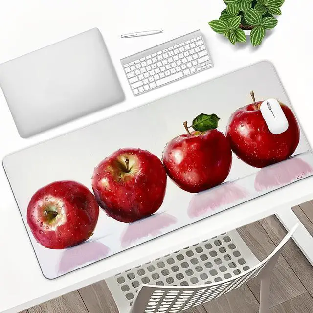Alt view image 2 of 7 - TURTLEDOVE Apple Mouse Pad - Mouse Mat for Home and Office, Large Gaming Mousepad Laptop Keyboard Mat with Non-Slip Rubber Base, Stitched Edges 30*60cm
