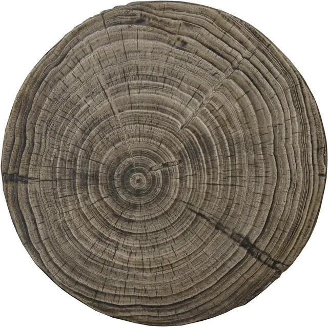 Alt view image 3 of 7 - Round Wood Look Accent Table, stool, wood stump, Grey