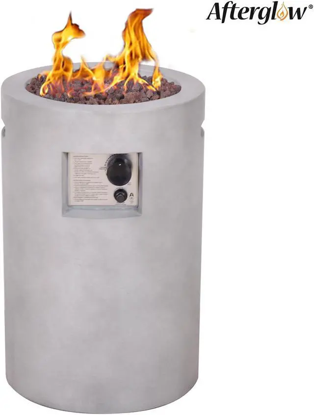 Main image of Grey 16" Round 30,000 Btu Propane Fire Column Outdoor Concrete Fire Pit