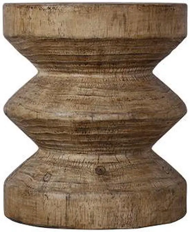 Alt view image 2 of 7 - Round Wood Look Accent Table, Stool, Wood Stump, Wood Color