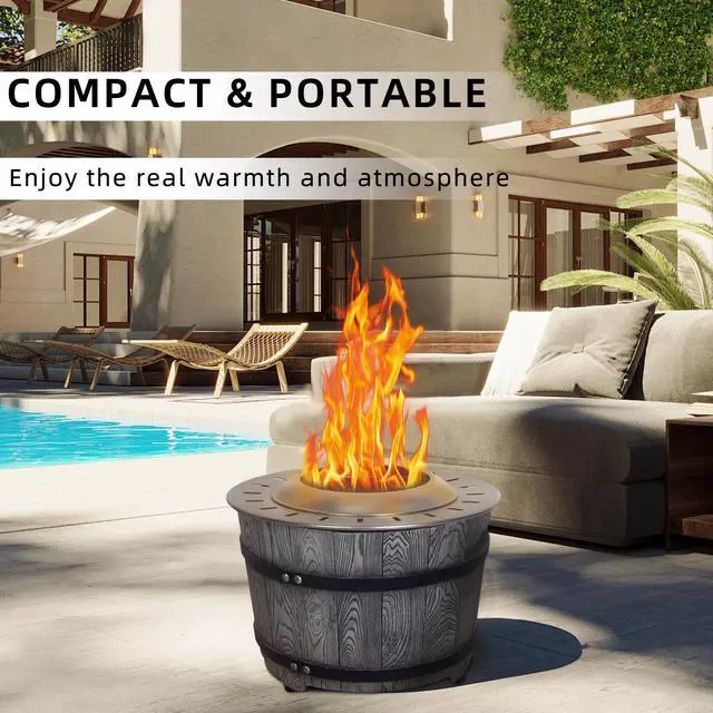 Alt view image 4 of 7 - Smokeless Firepit With Wood Pellet/Twig/Wood As The Fuel, Wood Look
