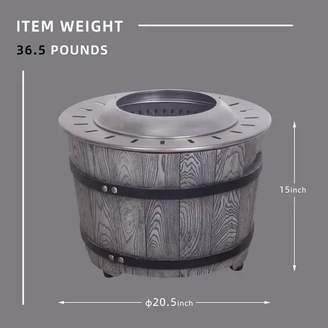 Alt view image 6 of 7 - Smokeless Firepit With Wood Pellet/Twig/Wood As The Fuel, Wood Look