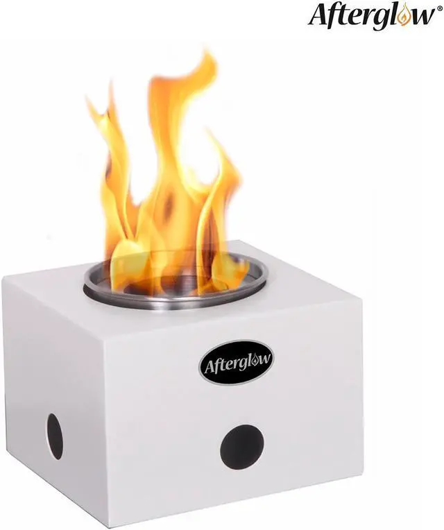 Main image of Steel Square White Tabletop Fire Bowl Fire Pit for Indoor&Outdoor Use