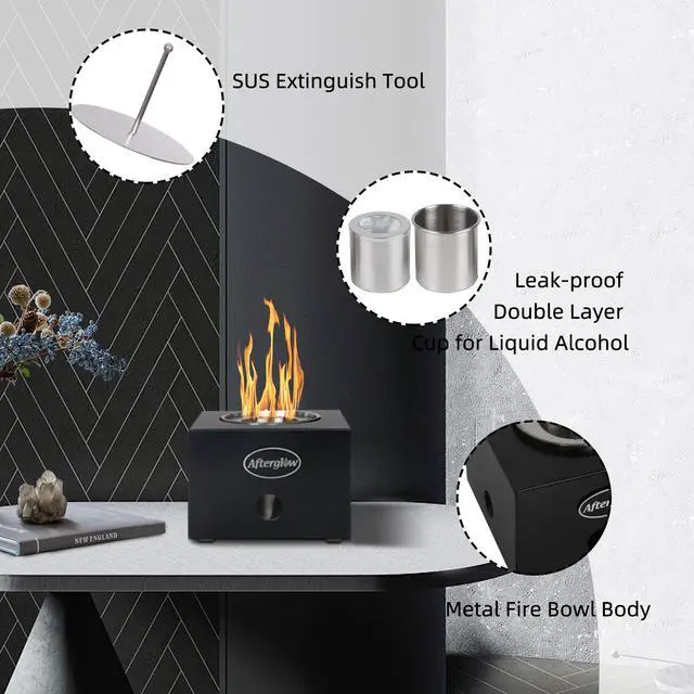 Alt view image 3 of 4 - Steel Square Black Tabletop Fire Bowl Fire Pit for Indoor&Outdoor Use