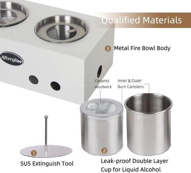 Alt view image 4 of 5 - Steel Tabletop Fire Pit  Indoor&Outdoor, Portable  Fire Bowl Burning Ethanol or Gel Fuel  for Balcony or Living Room, White