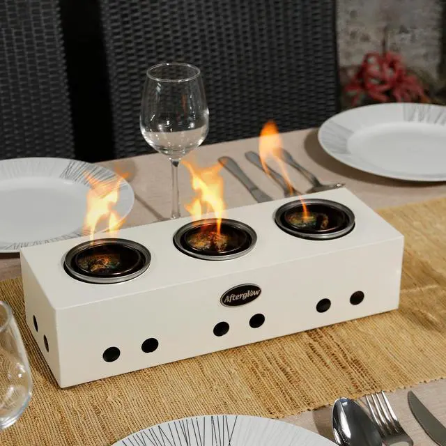 Alt view image 2 of 5 - Steel Tabletop Fire Pit Portable White Fire Bowl for Indoor&Outdoor  use