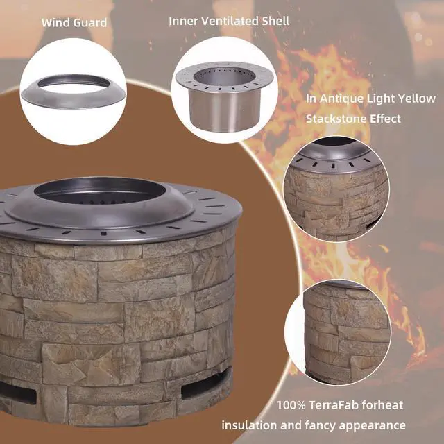 Alt view image 6 of 7 - Smokeless Firepit With Wood Pellet/Twig/Wood As The Fuel, Stackstone Look