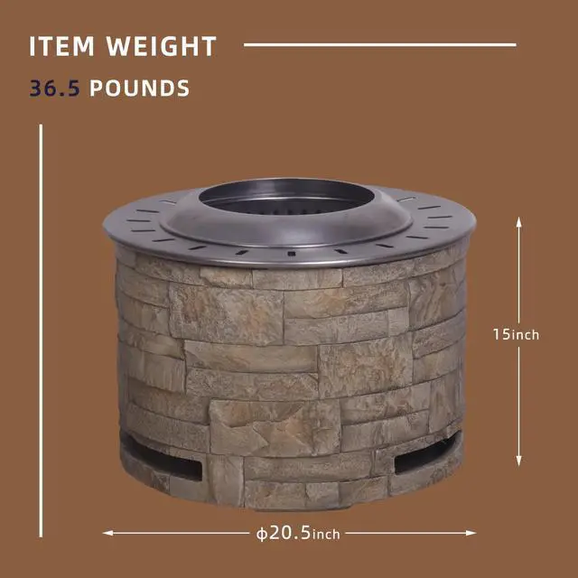 Alt view image 5 of 7 - Smokeless Firepit With Wood Pellet/Twig/Wood As The Fuel, Stackstone Look