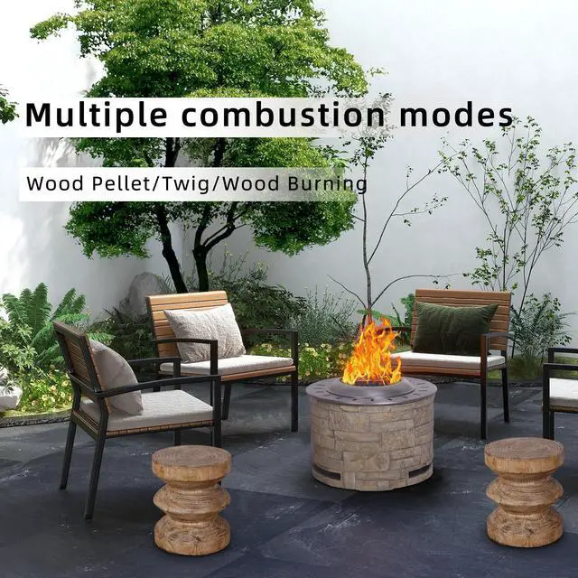Alt view image 4 of 7 - Smokeless Firepit With Wood Pellet/Twig/Wood As The Fuel, Stackstone Look