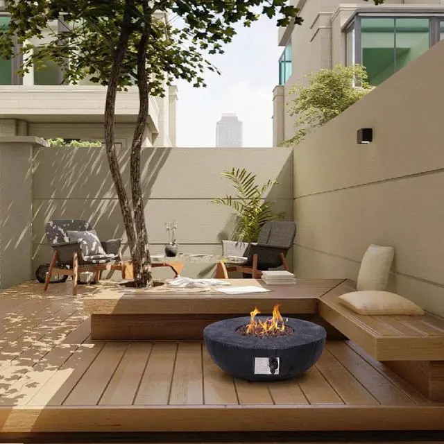 Alt view image 3 of 5 - 28"  Round 30,000 Btu Propane Fire Bowl  Outdoor Charcoal Fire Pit,  Black