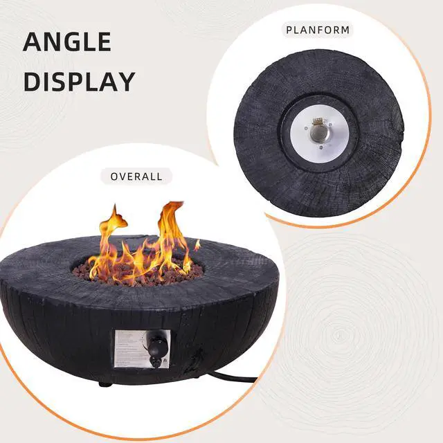 Alt view image 5 of 5 - 28"  Round 30,000 Btu Propane Fire Bowl  Outdoor Charcoal Fire Pit,  Black