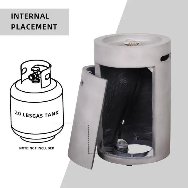 Alt view image 6 of 6 - Grey 16" Round 30,000 Btu Propane Fire Column Outdoor Concrete Fire Pit