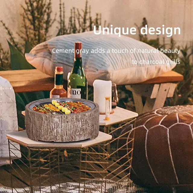 Alt view image 2 of 5 - Bown Woodgrain Texture Bbq Grill, Portable Charcoal Grill With Charcoal/Wood/Pellet/Twig As The Fuel
