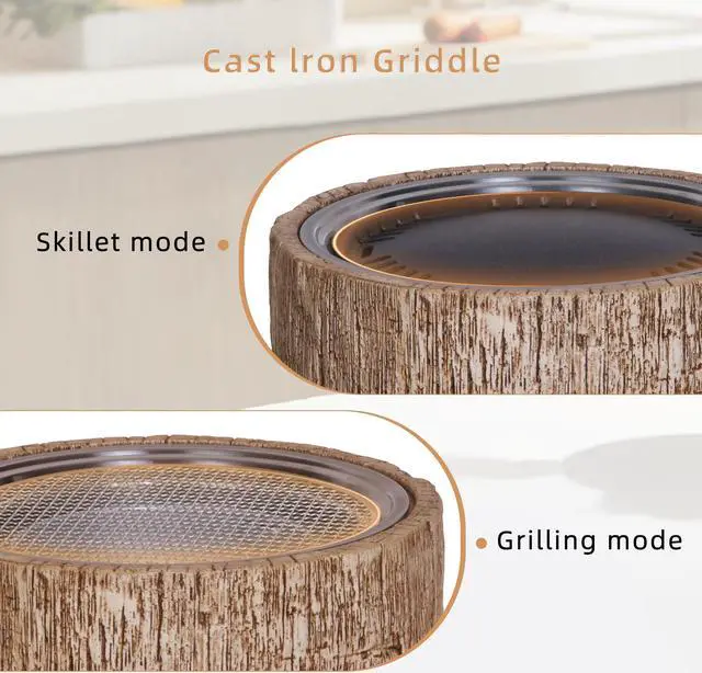 Alt view image 4 of 5 - Bown Woodgrain Texture Bbq Grill, Portable Charcoal Grill With Charcoal/Wood/Pellet/Twig As The Fuel
