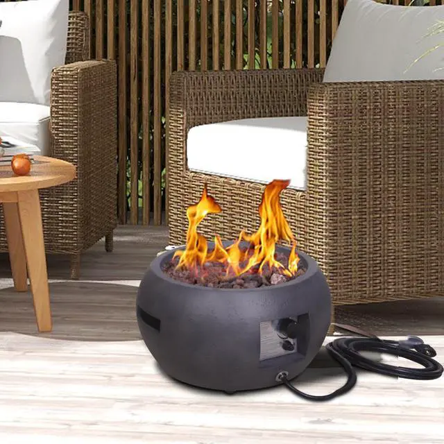 Alt view image 4 of 7 - Mini 22" Dark Grey Round 40,000 BTU Propane Gas Fire Pit