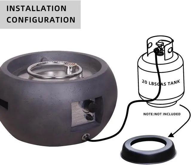 Alt view image 7 of 7 - Mini 22" Dark Grey Round 40,000 BTU Propane Gas Fire Pit