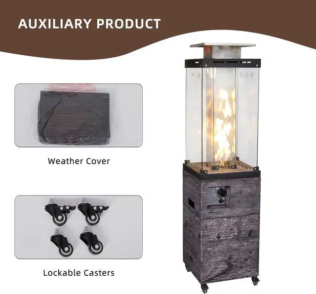 Alt view image 6 of 6 - 61 Inch Height Tempered Glass Propane Gas Fire Heater