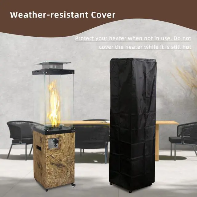 Alt view image 6 of 7 - Faux Woodgrain Texture Outdoor Gas Fire Heater With Tempered Glass