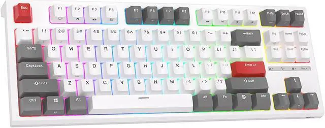 Alt view image 2 of 7 - RK ROYAL KLUDGE R87 Wired Mechanical Keyboard 87 Key RGB Backlit Hot-swappable Gamer Keyboard Customised Keycaps with Dust Cover Brown Switch White