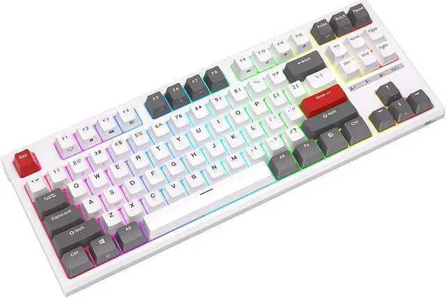 Alt view image 3 of 7 - RK ROYAL KLUDGE R87 Wired Mechanical Keyboard 87 Key RGB Backlit Hot-swappable Gamer Keyboard Customised Keycaps with Dust Cover Brown Switch White