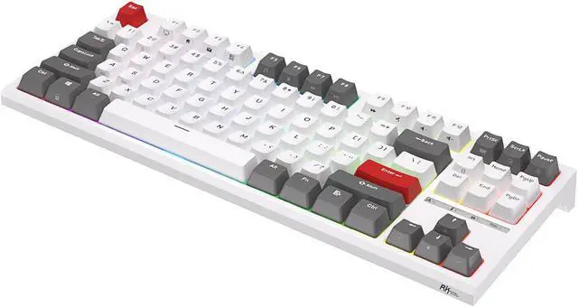 Alt view image 7 of 7 - RK ROYAL KLUDGE R87 Wired Mechanical Keyboard 87 Key RGB Backlit Hot-swappable Gamer Keyboard Customised Keycaps with Dust Cover Brown Switch White