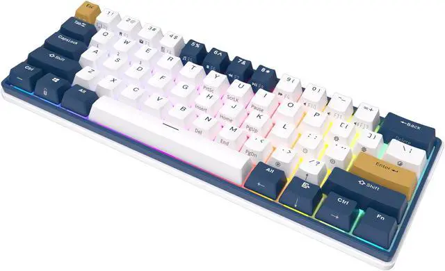 Alt view image 6 of 7 - RK ROYAL KLUDGE RK61 Plus 2.4G Wireless Bluetooth Mechanical Keyboard 61 Keys 60% Compact RGB Backlit Hot-Swappable Gaming Keyboards Brown Switch White