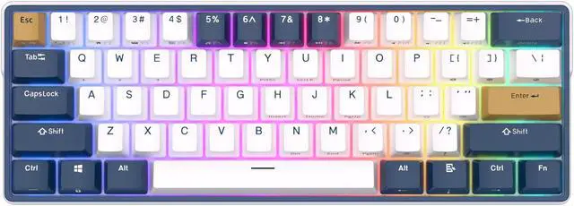 Alt view image 4 of 7 - RK ROYAL KLUDGE RK61 Plus 2.4G Wireless Bluetooth Mechanical Keyboard 61 Keys 60% Compact RGB Backlit Hot-Swappable Gaming Keyboards Brown Switch White