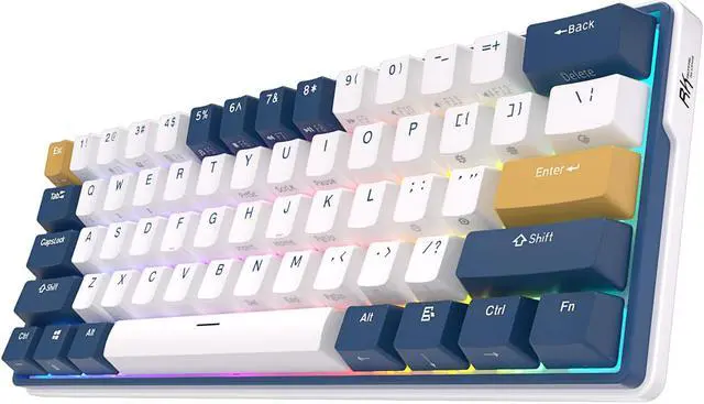 Alt view image 2 of 7 - RK ROYAL KLUDGE RK61 Plus 2.4G Wireless Bluetooth Mechanical Keyboard 61 Keys 60% Compact RGB Backlit Hot-Swappable Gaming Keyboards Brown Switch White
