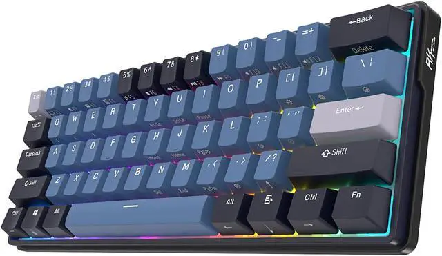 Alt view image 2 of 7 - ROYAL KLUDGE RK61 Plus 2.4G Wireless Bluetooth Mechanical Keyboard 61 Keys 60% Compact RGB Backlit Hot-swappable Gaming Keyboards skycan Switch Black