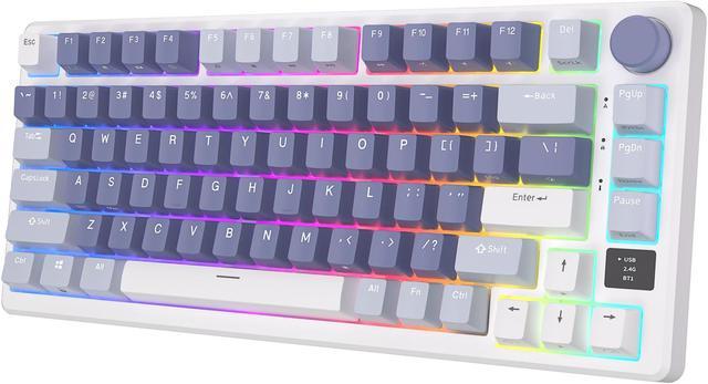 RK ROYAL KLUDGE M75 Mechanical Keyboard 2.4GHz/Bluetooth/USB-C Wired Gaming  Keyboard 75% Layout 81 Keys Gasket Mounted with OLED Smart Display & Knob, 