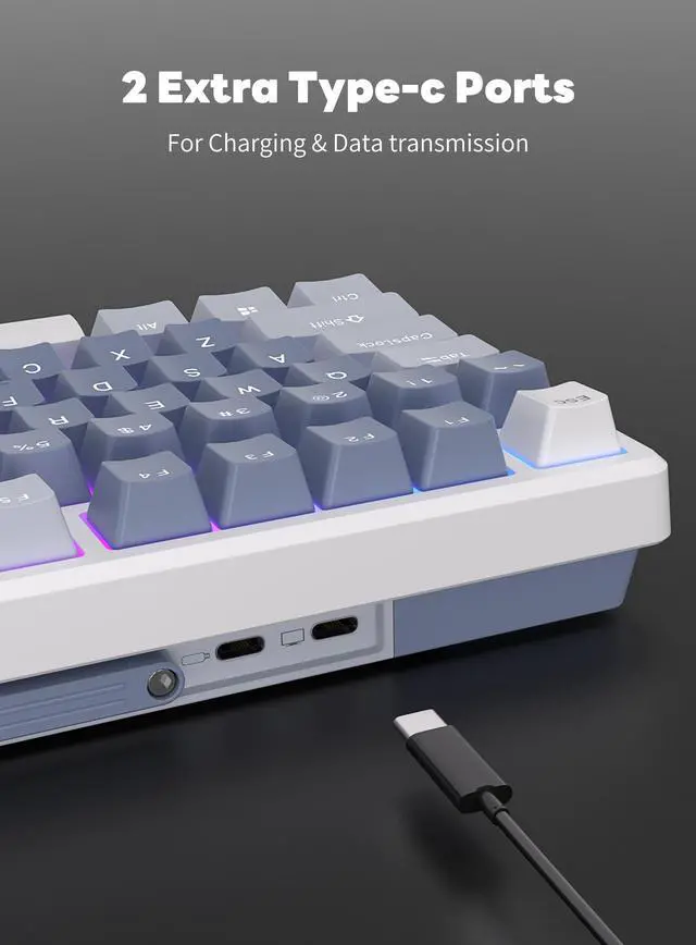 Alt view image 6 of 7 - RK ROYAL KLUDGE M75 Mechanical Keyboard 2.4GHz/Bluetooth/USB-C Wired Gaming Keyboard 75% Layout 81 Keys Gasket Mounted with OLED Smart Display & Knob, RGB Backlit Hot-Swappable Brown Switch