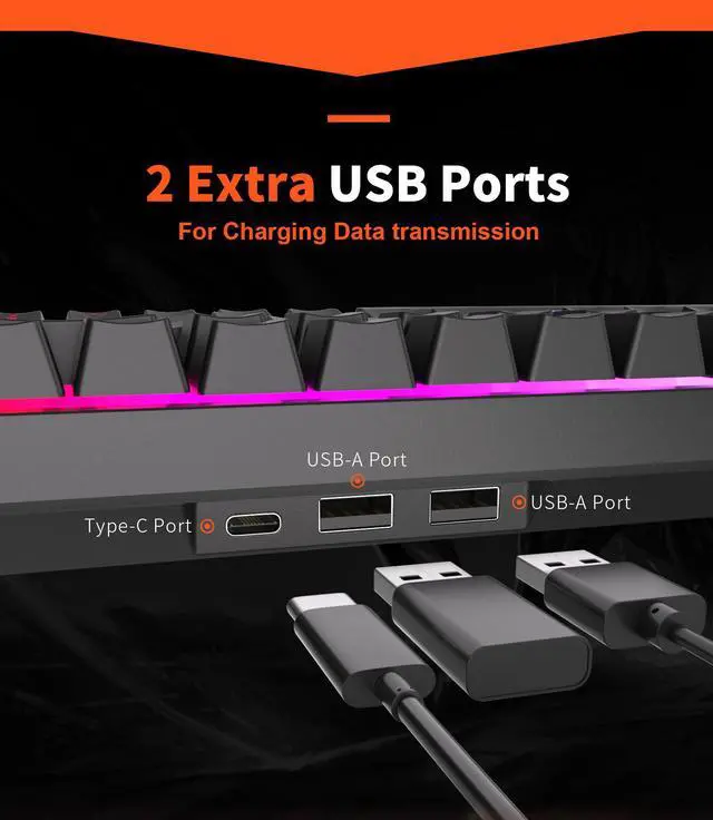 Alt view image 5 of 7 - RK ROYAL KLUDGE RK G68 2.4Ghz Wireless/Bluetooth/Wired 65% Mechanical Keyboard Hot Swappable Gaming Keyboard for Win/Mac Brown Switch White