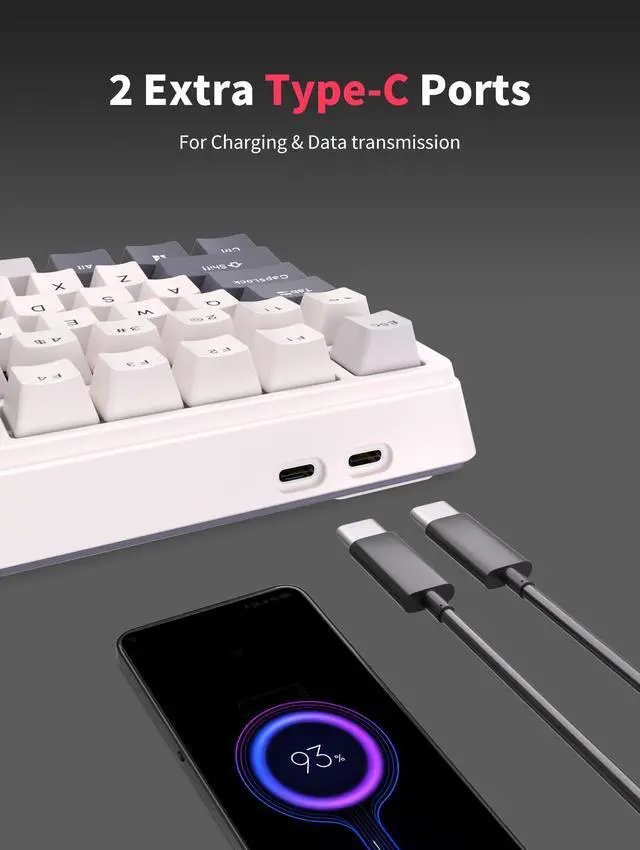 Alt view image 5 of 7 - RK ROYAL KLUDGE H81 Hot Swappable Mechanical Keyboard, Triple Mode 2.4Ghz/BT5.1/USB-C Knob Control Wireless Gaming Keyboard Gasket Mounted with RGB Backlit Blue Switch, 75% Layout 81 Keys