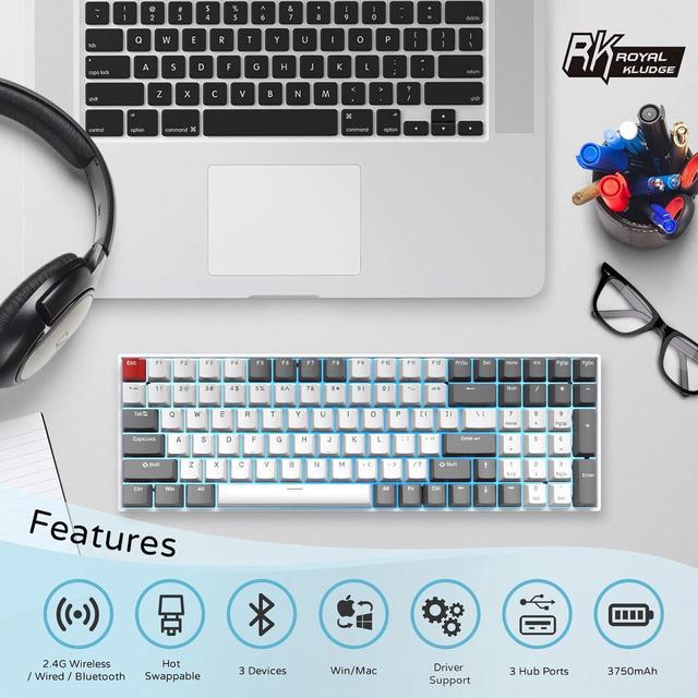 RK ROYAL KLUDGE RK100 Wireless Mechanical Keyboard RGB Backlit