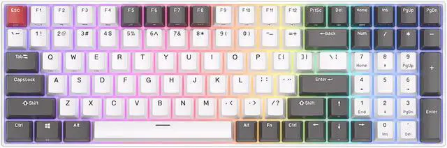 Alt view image 2 of 7 - RK ROYAL KLUDGE RK100 2.4G Wireless/Bluetooth/Wired RGB Mechanical Keyboard 100 Keys Hot-swappable Russian Gaming Keyboard Gamer Red Switch White